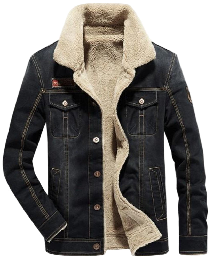 TEEK - Mens Black Denim Jean Inner Faux Fur Jacket JACKET TEEK 1TFY