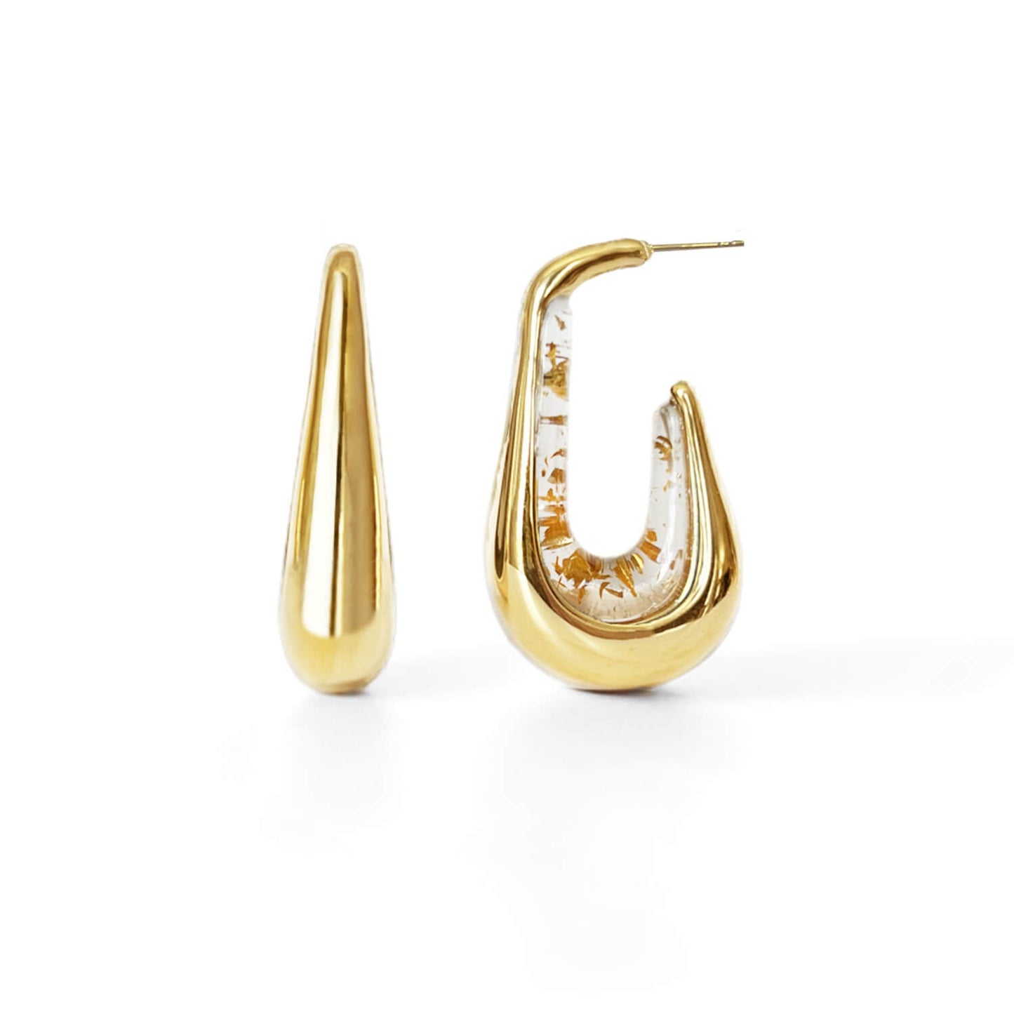 TEEK - Drop Hoop Earrings JEWELRY TEEK GNH CLEAR GOLD LEAF