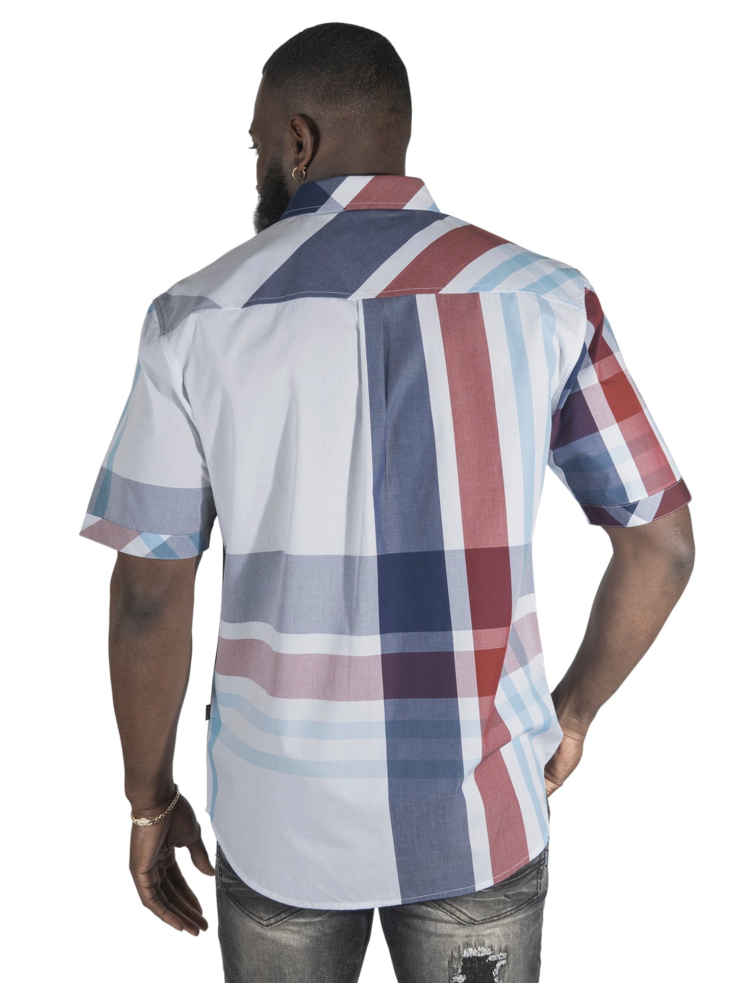 TEEK - V842 Robert Plaid Button-Down Shirt - Navy TOPS TEEK MJ