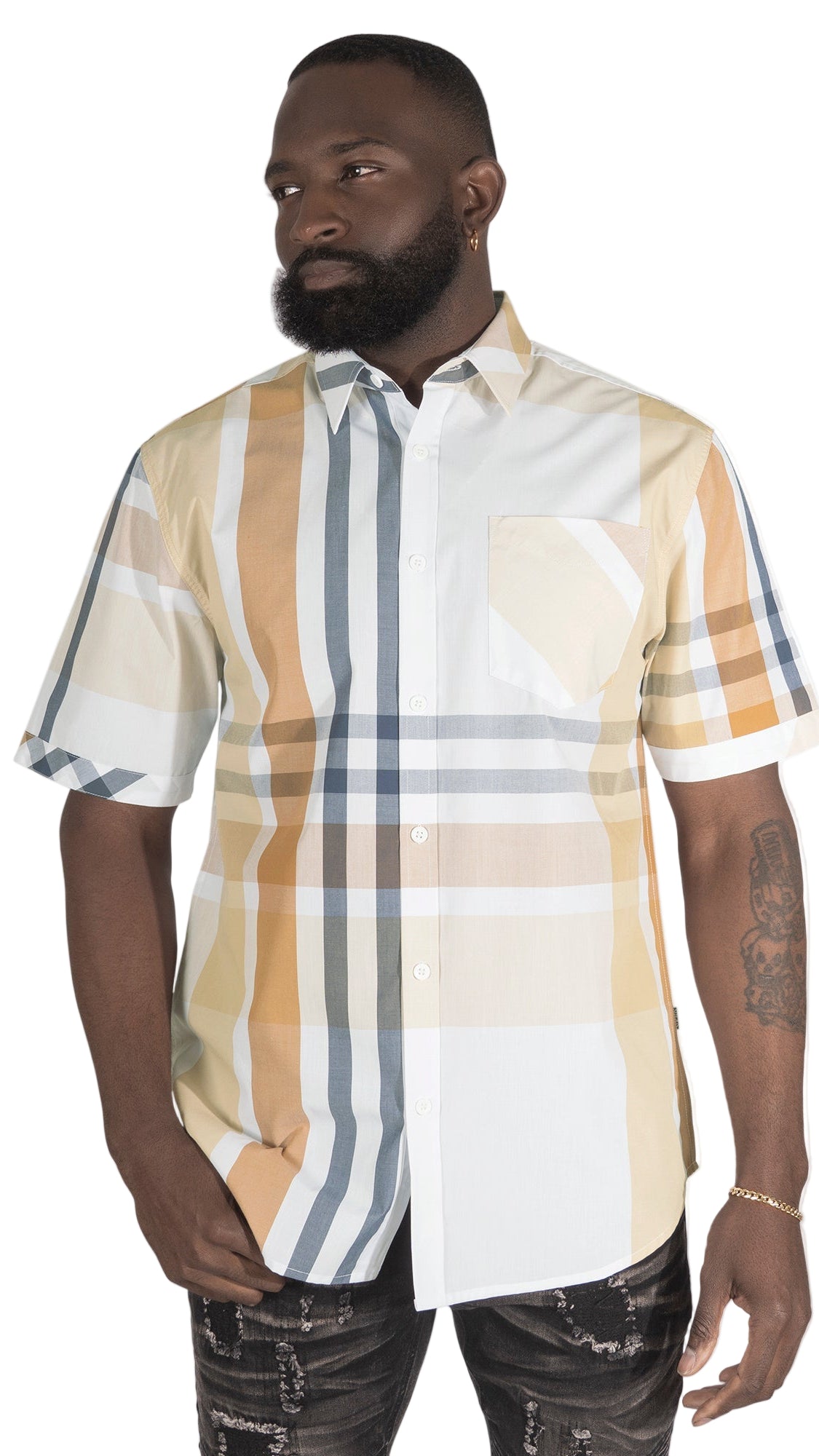 TEEK - V842 Robert Plaid Button-Down Shirt - Khaki TOPS TEEK MJ