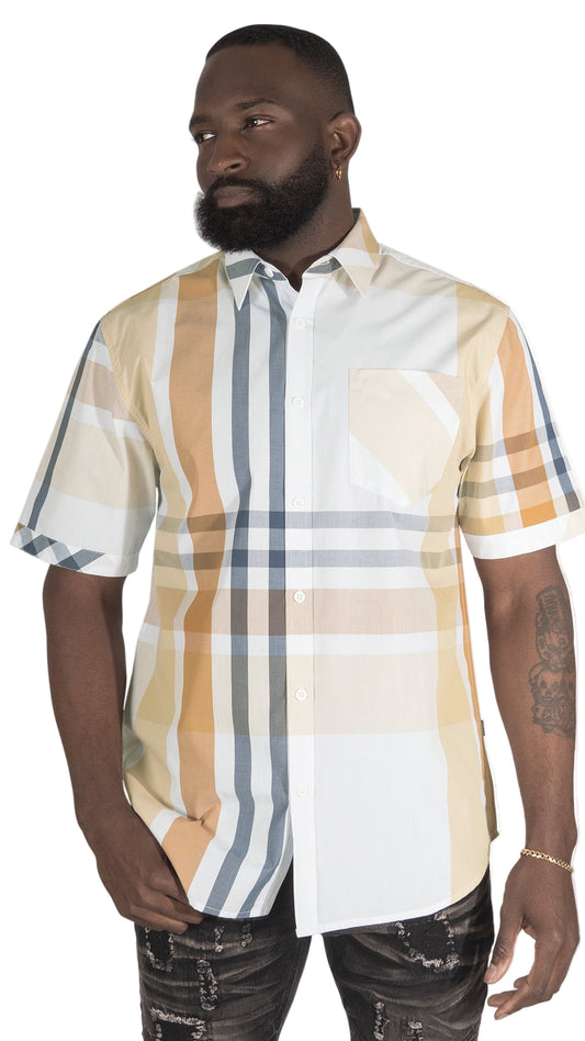 TEEK - V842 Robert Plaid Button-Down Shirt - Khaki TOPS TEEK MJ