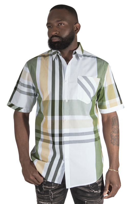 TEEK - V842 Robert Plaid Button-Down Shirt - Olive TOPS TEEK MJ