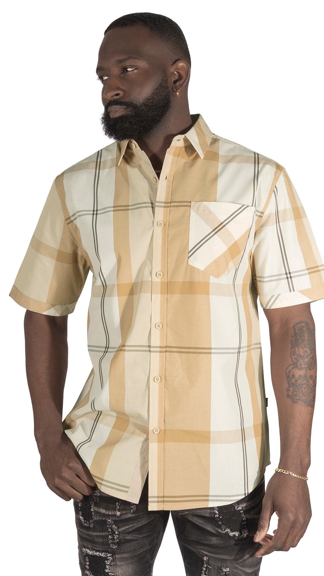 TEEK - V829 Colton Plaid Shirt - Natural TOPS TEEK MJ