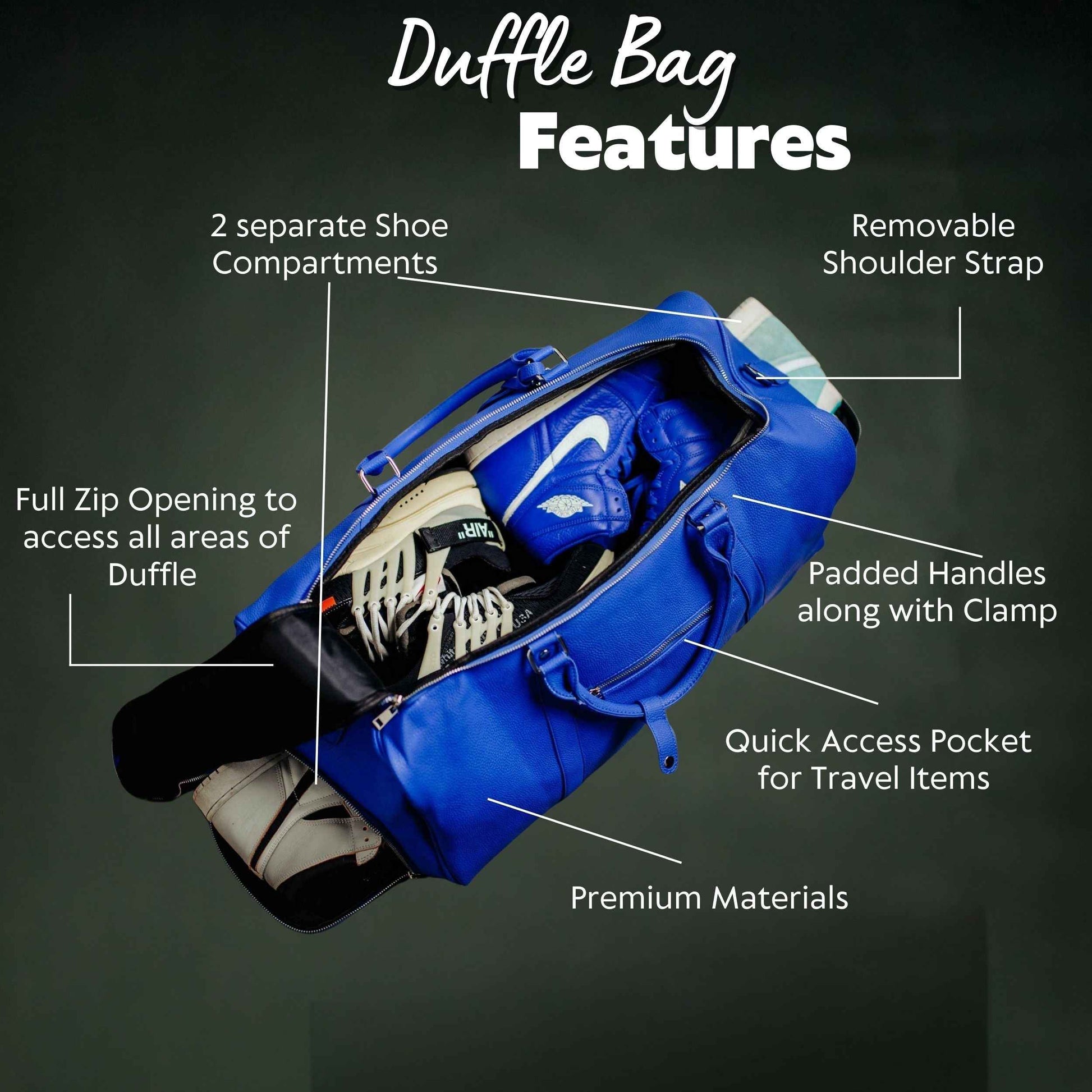 TEEK - Royal Blue Leather Duffle Bag BAG TEEK SP