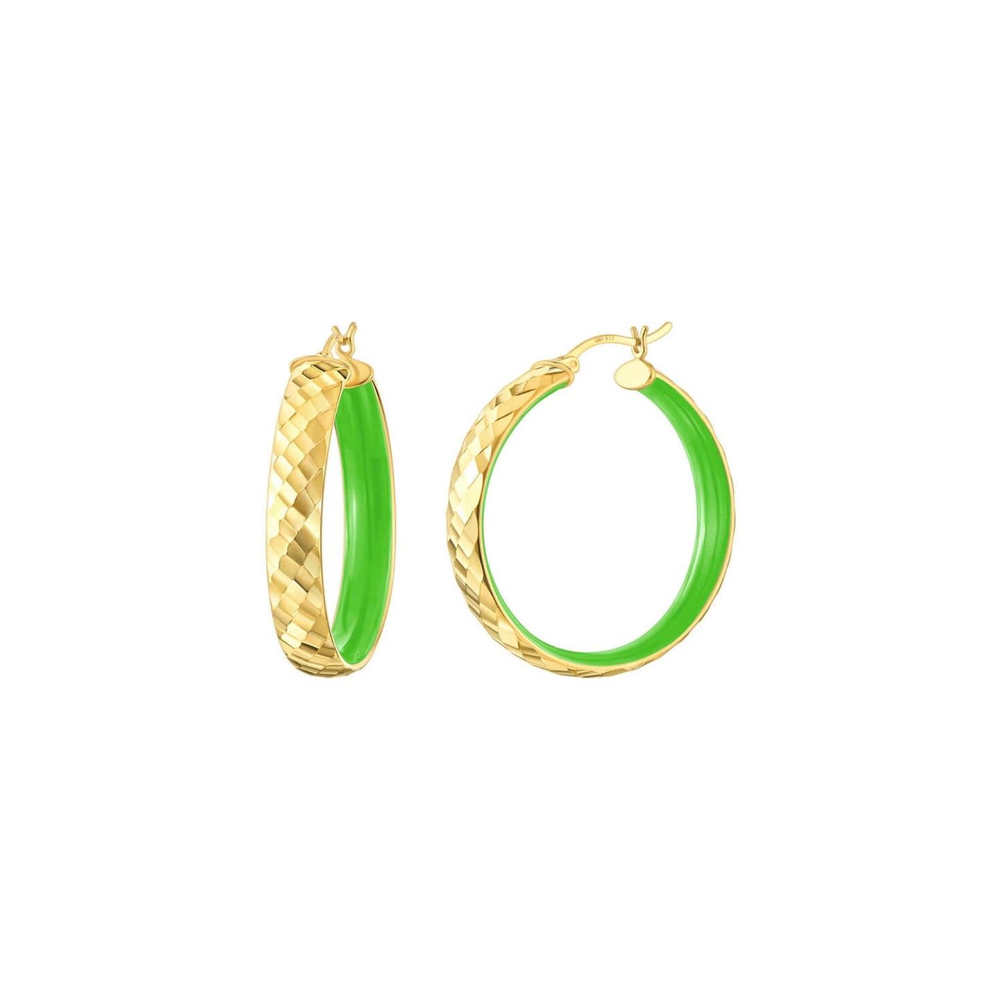TEEK - Enamel Hammered Hoop Earrings JEWELRY TEEK GNH NEON GREEN