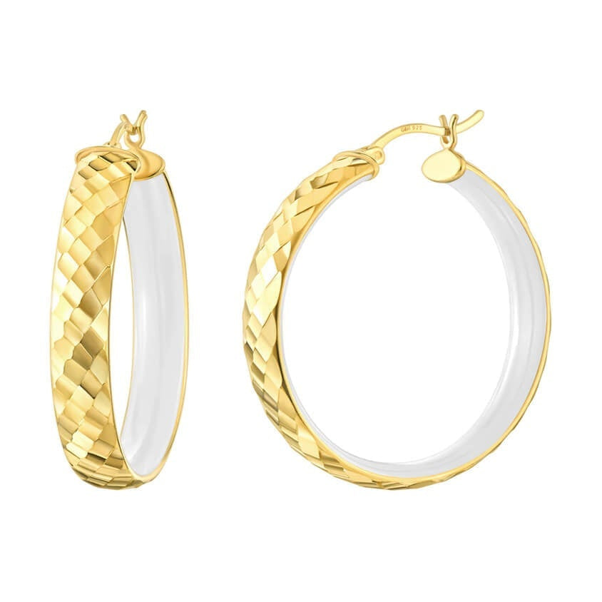 TEEK - Enamel Hammered Hoop Earrings JEWELRY TEEK GNH WHITE