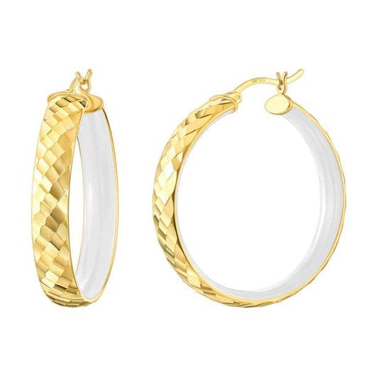 TEEK - Enamel Hammered Hoop Earrings JEWELRY TEEK GNH WHITE