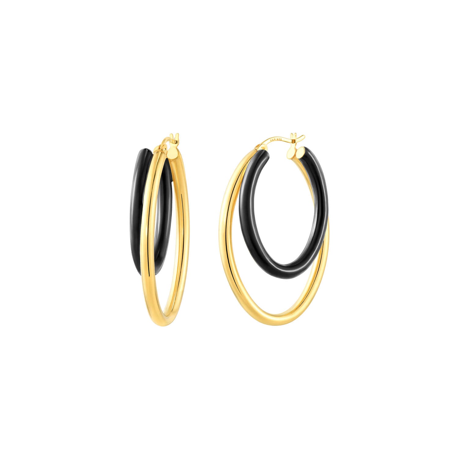 TEEK - Enamel Double Oval Hoop Earrings JEWELRY TEEK GNH BLACK