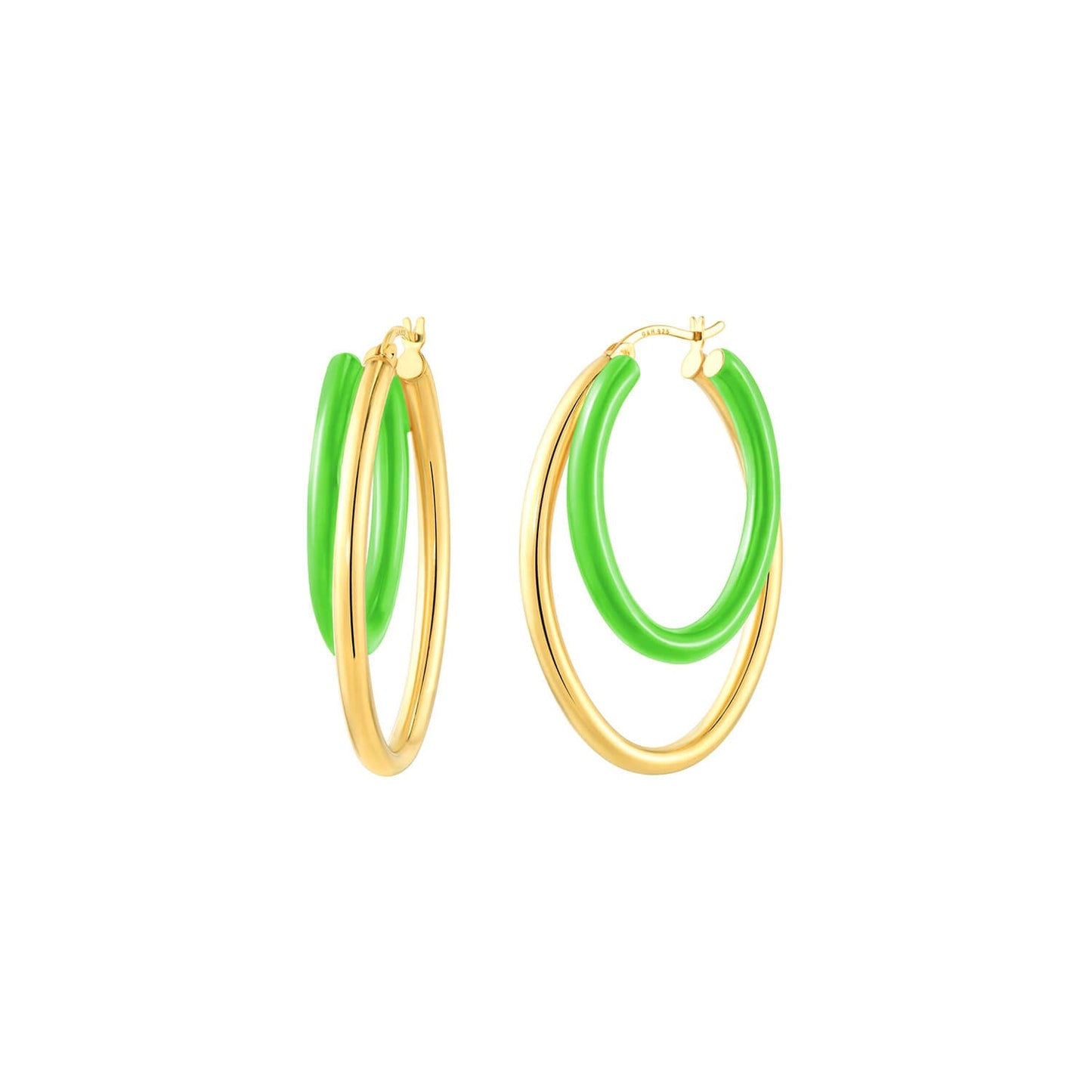 TEEK - Enamel Double Oval Hoop Earrings JEWELRY TEEK GNH NEON GREEN
