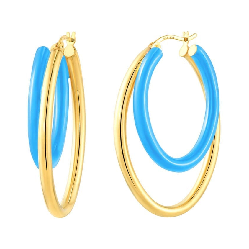 TEEK - Enamel Double Oval Hoop Earrings JEWELRY TEEK GNH TURQUOISE