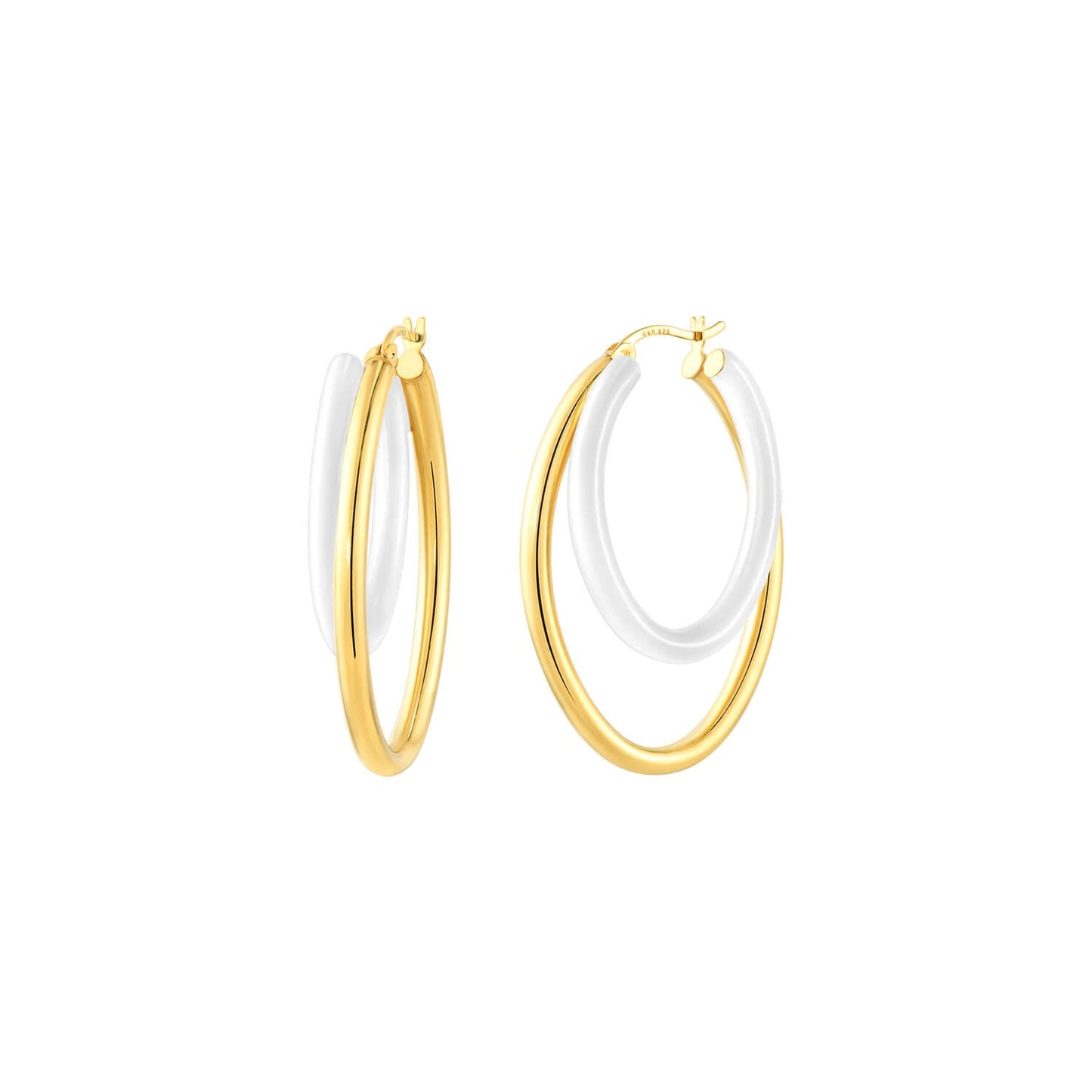 TEEK - Enamel Double Oval Hoop Earrings JEWELRY TEEK GNH WHITE