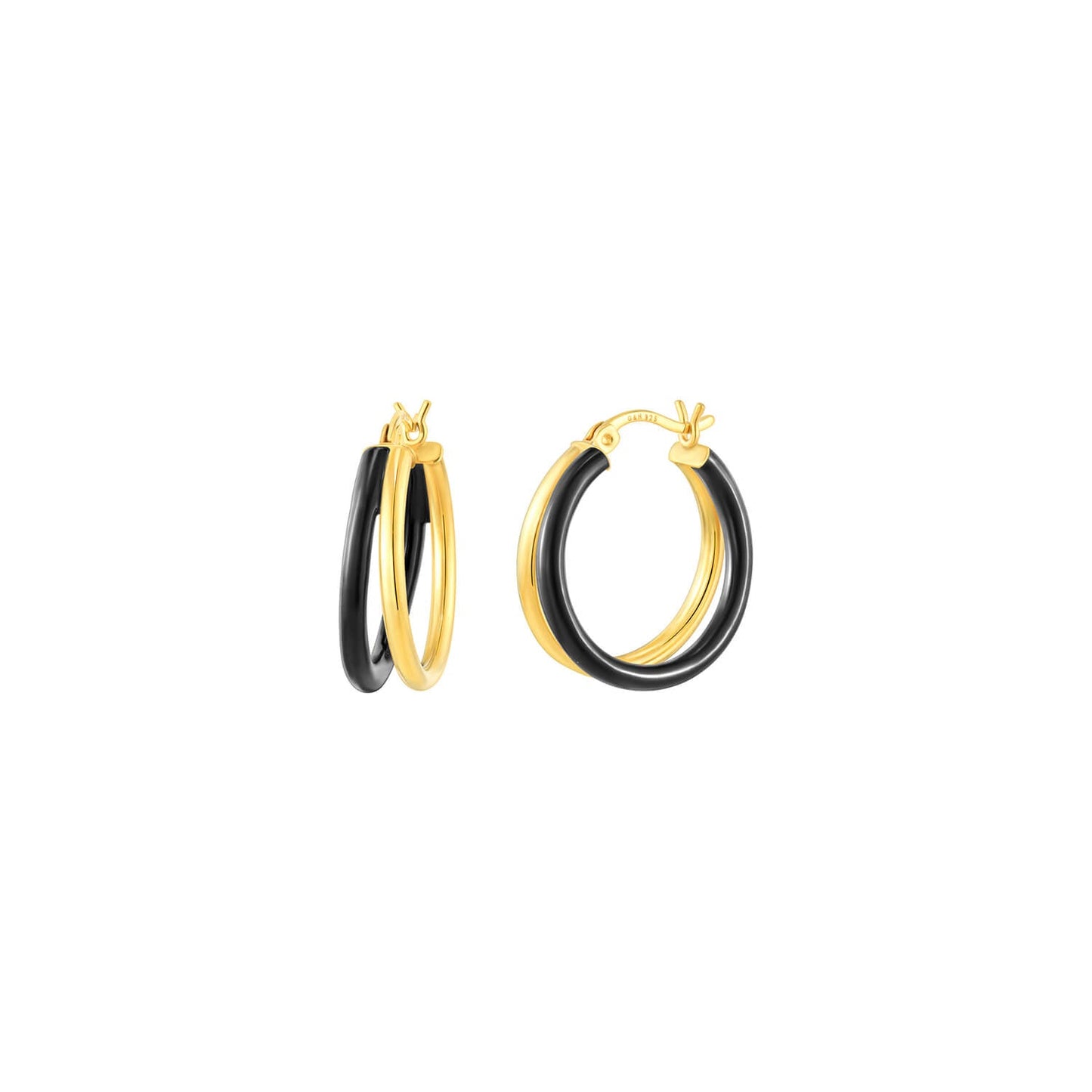 TEEK - Enamel Double Hoop Earrings JEWELRY TEEK GNH BLACK
