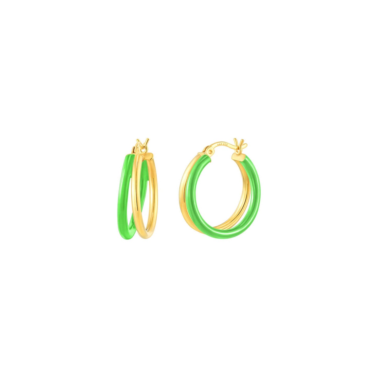TEEK - Enamel Double Hoop Earrings JEWELRY TEEK GNH NEON GREEN