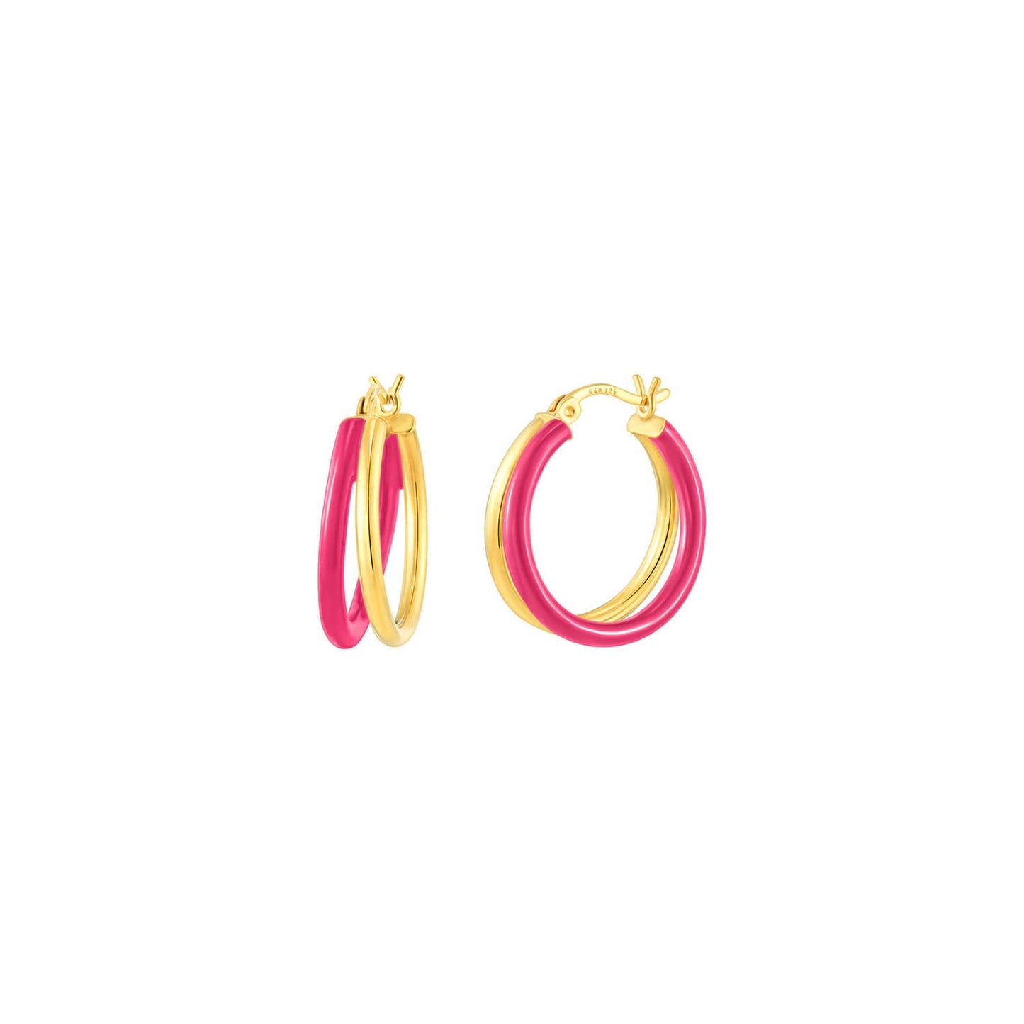 TEEK - Enamel Double Hoop Earrings JEWELRY TEEK GNH PINK PEACOCK
