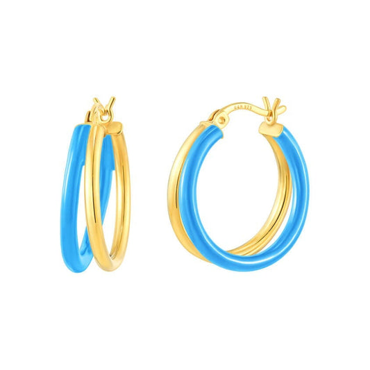 TEEK - Enamel Double Hoop Earrings JEWELRY TEEK GNH TURQUOISE