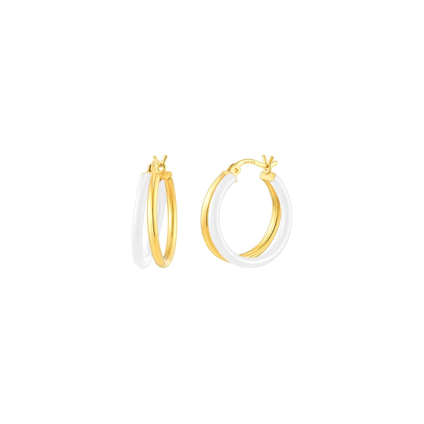 TEEK - Enamel Double Hoop Earrings JEWELRY TEEK GNH WHITE