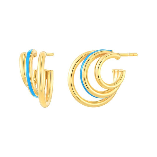 TEEK - Enamel Triple Hoop Earrings JEWELRY TEEK GNH TURQUOISE