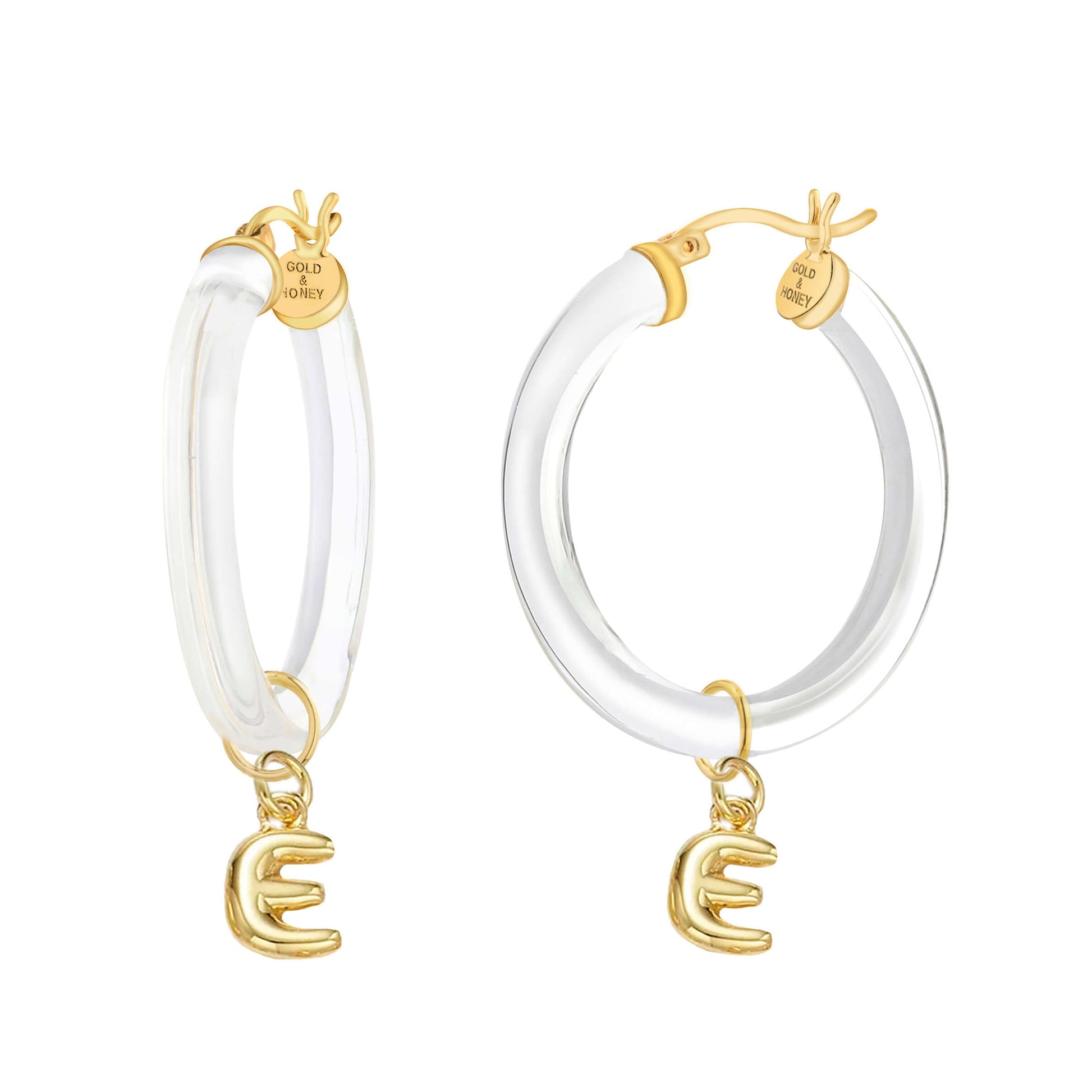 TEEK - Bubble Letter Charm Lucite Hoop Earrings JEWELRY TEEK GNH
