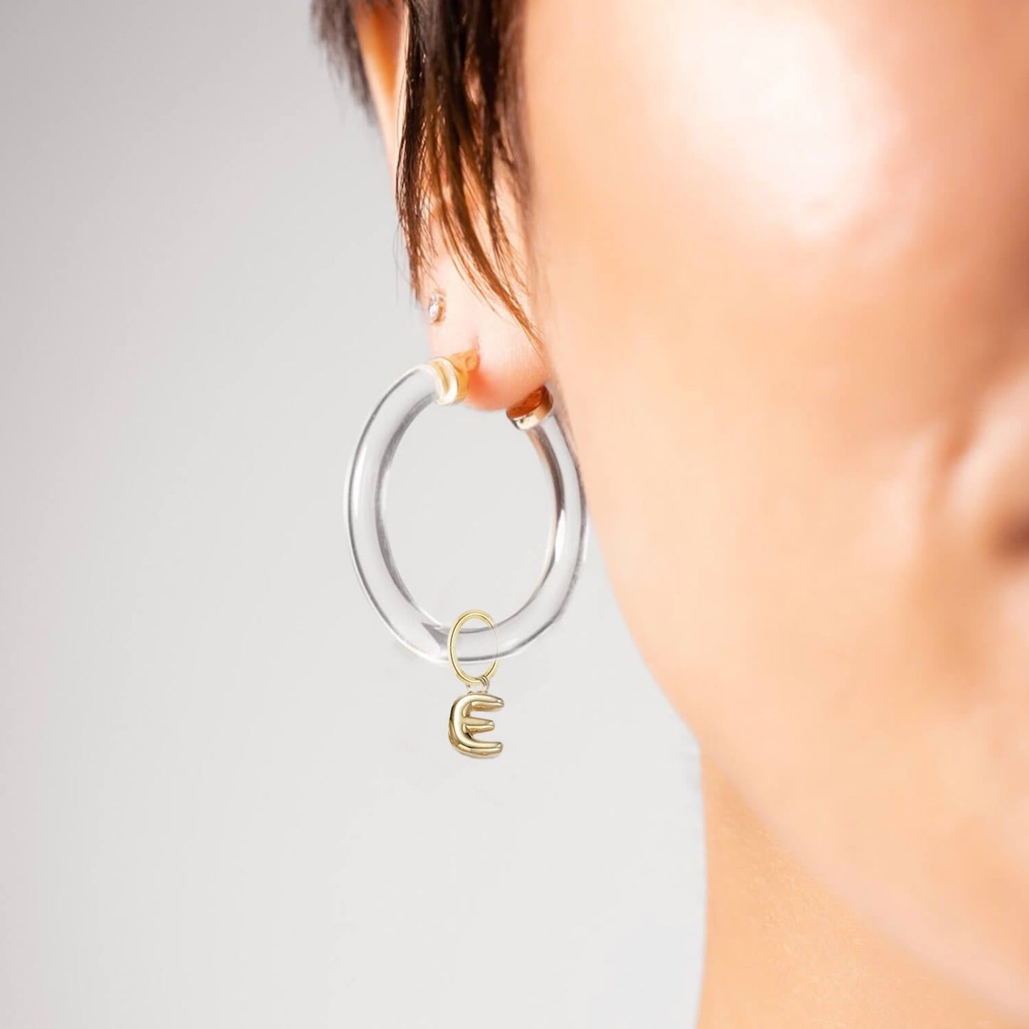 TEEK - Bubble Letter Charm Lucite Hoop Earrings JEWELRY TEEK GNH