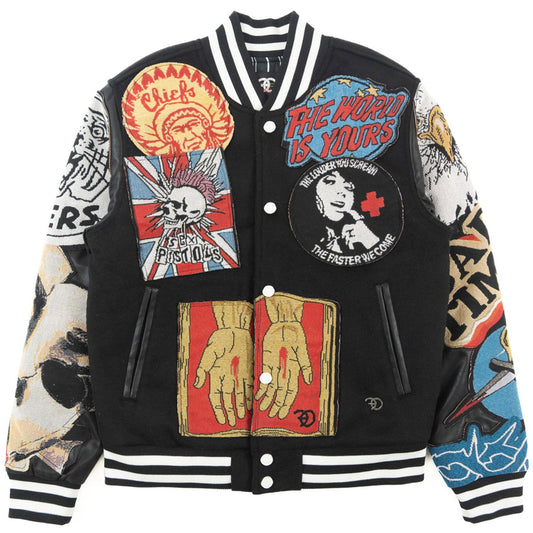 TEEK - F1005 Love Scars Varsity Jacket - Black JACKET TEEK MJ S BLACK