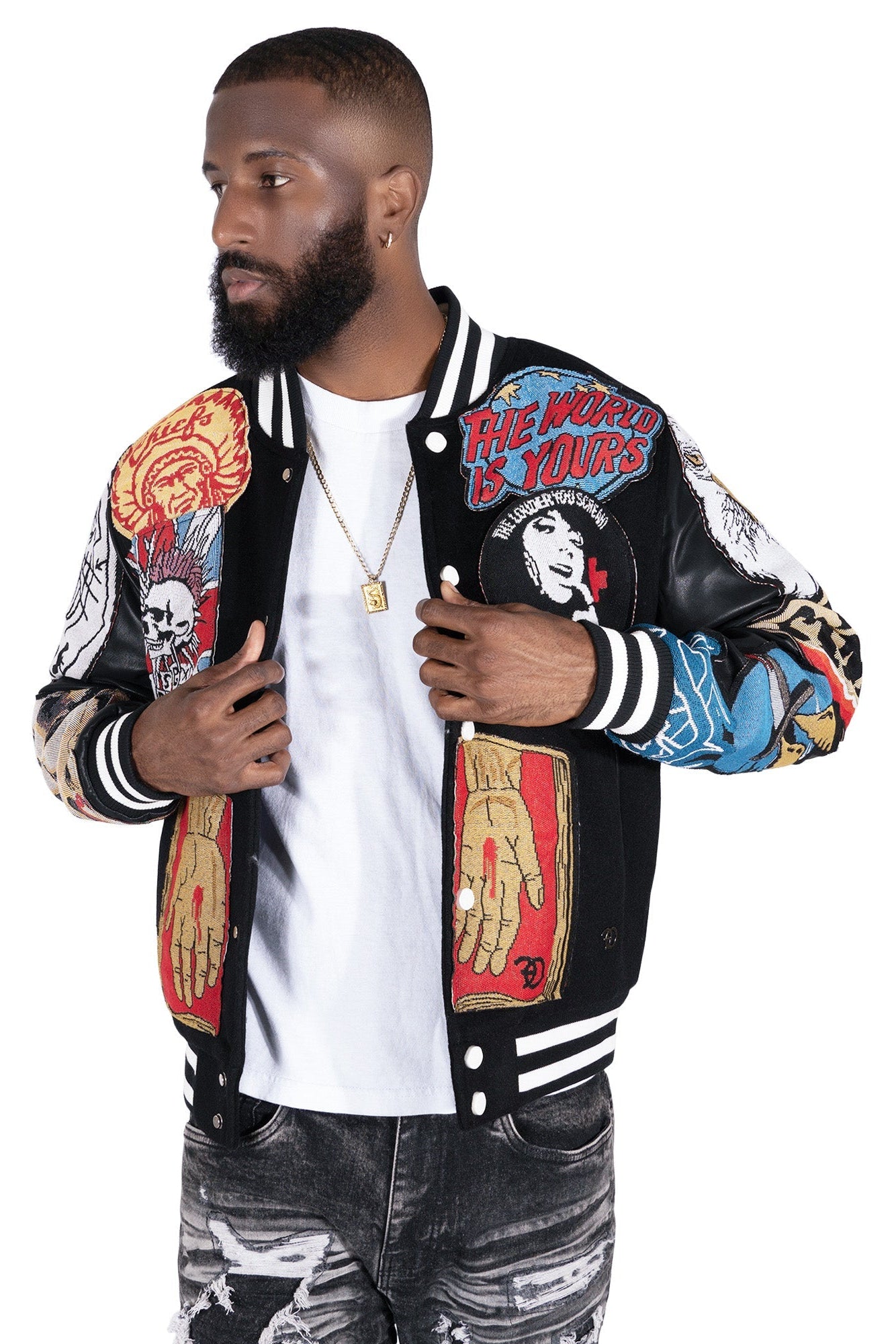 TEEK - F1005 Love Scars Varsity Jacket - Black JACKET TEEK MJ