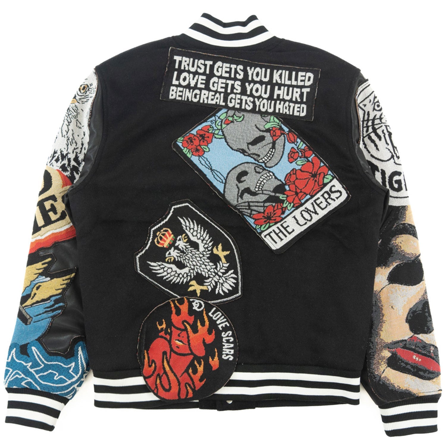 TEEK - F1005 Love Scars Varsity Jacket - Black JACKET TEEK MJ