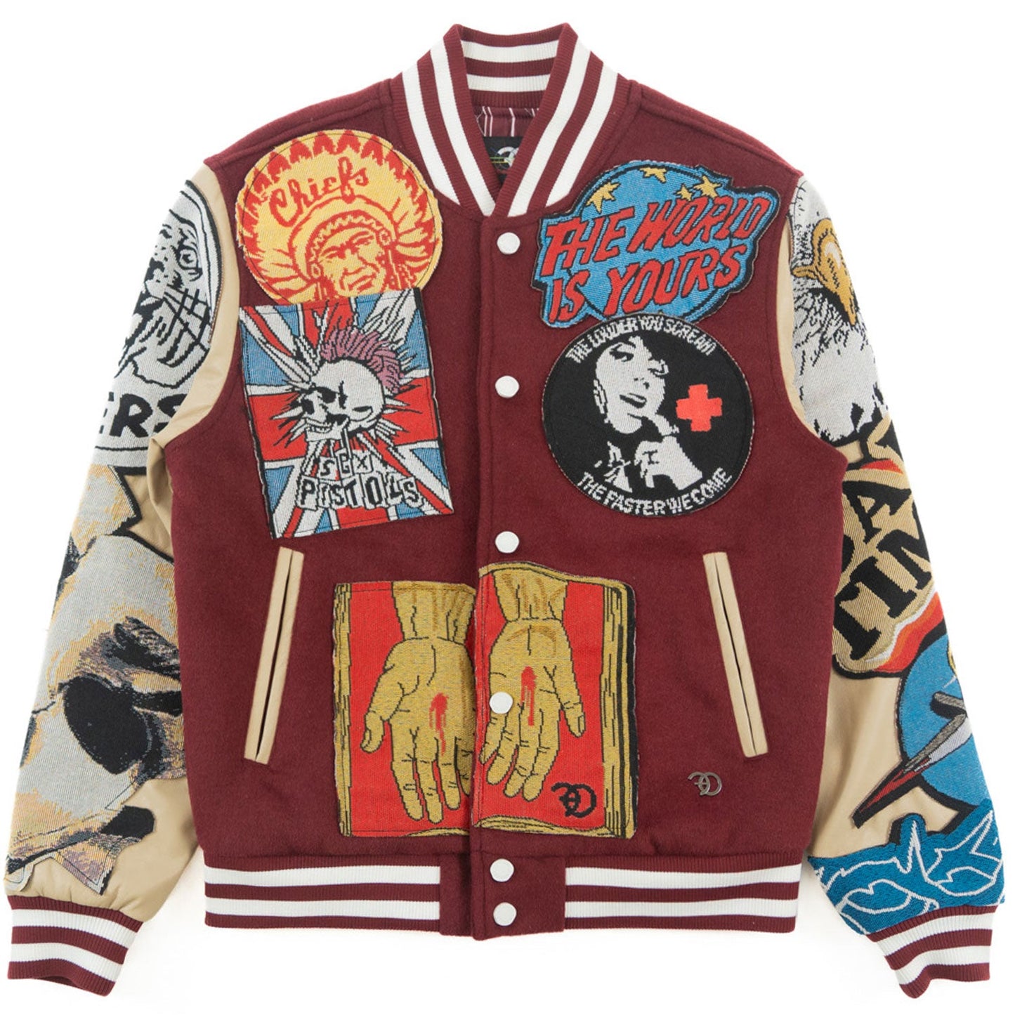 TEEK - F1005 Love Scars Varsity Jacket - Burgundy JACKET TEEK MJ S BURGUNDY