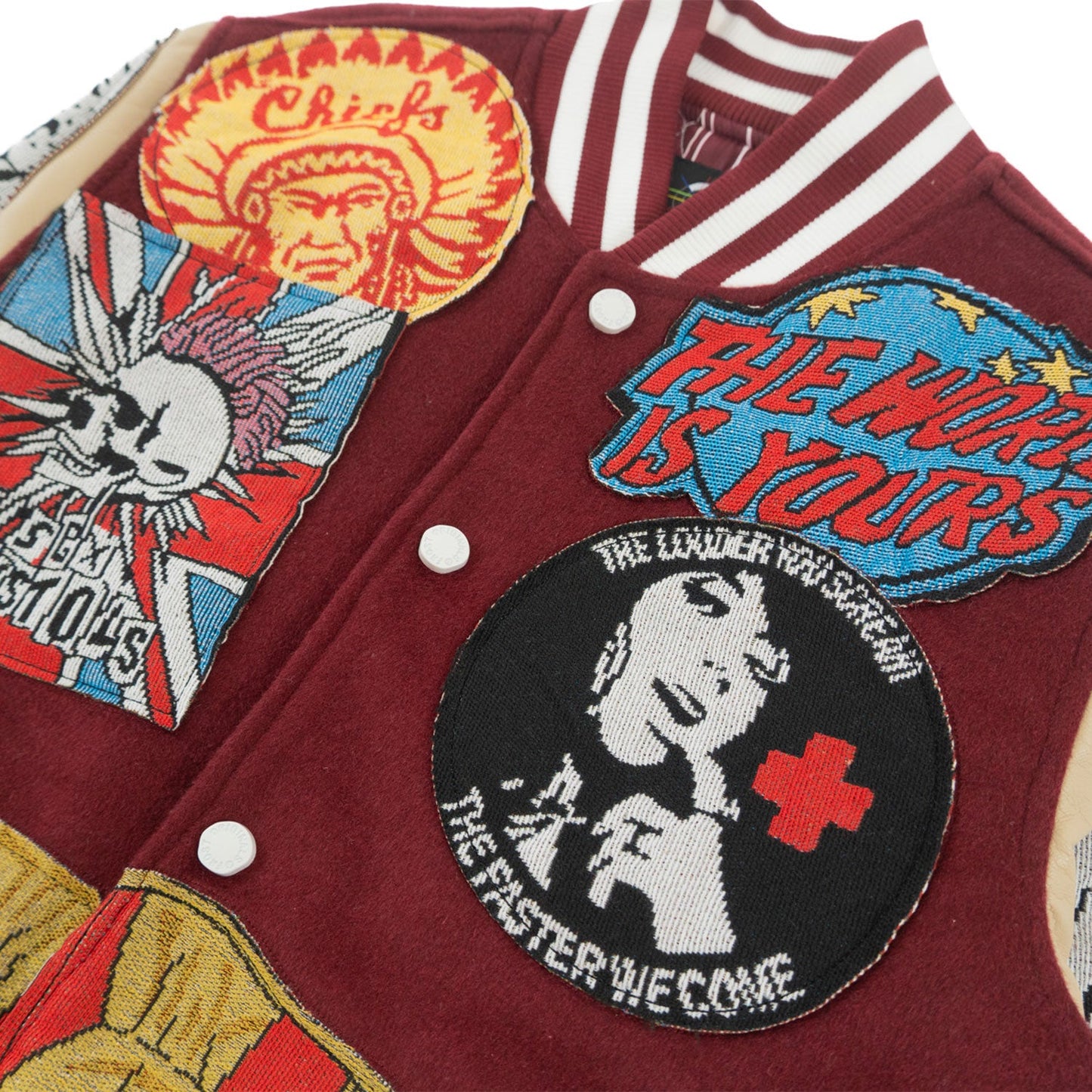 TEEK - F1005 Love Scars Varsity Jacket - Burgundy JACKET TEEK MJ