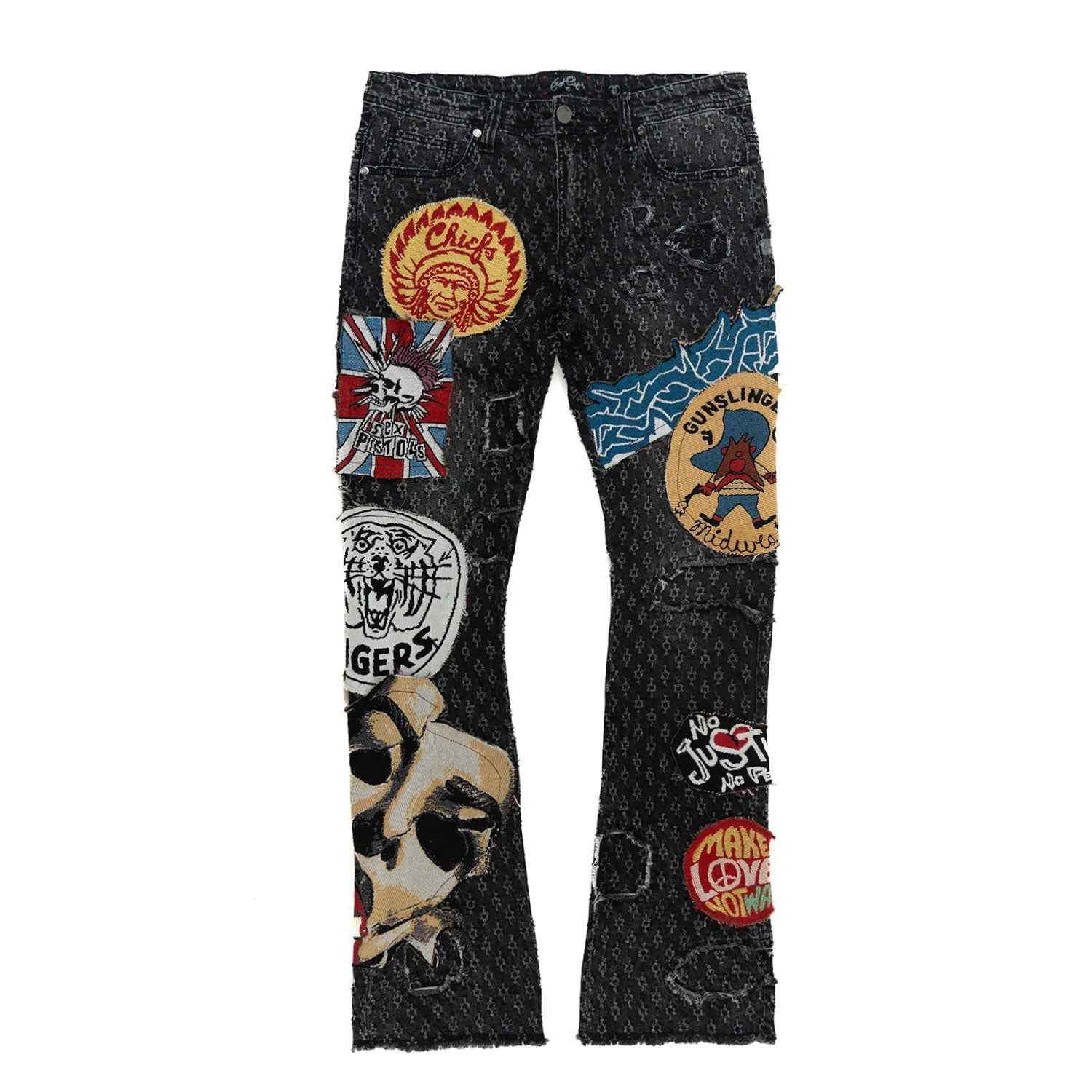 F1945 Brave Heart Stacked Jeans- Black Jeans Makobi Jeans USA