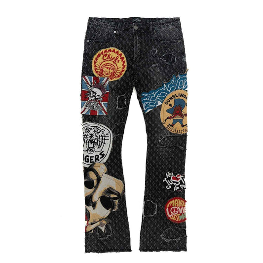 F1945 Brave Heart Stacked Jeans- Black Jeans Makobi Jeans USA