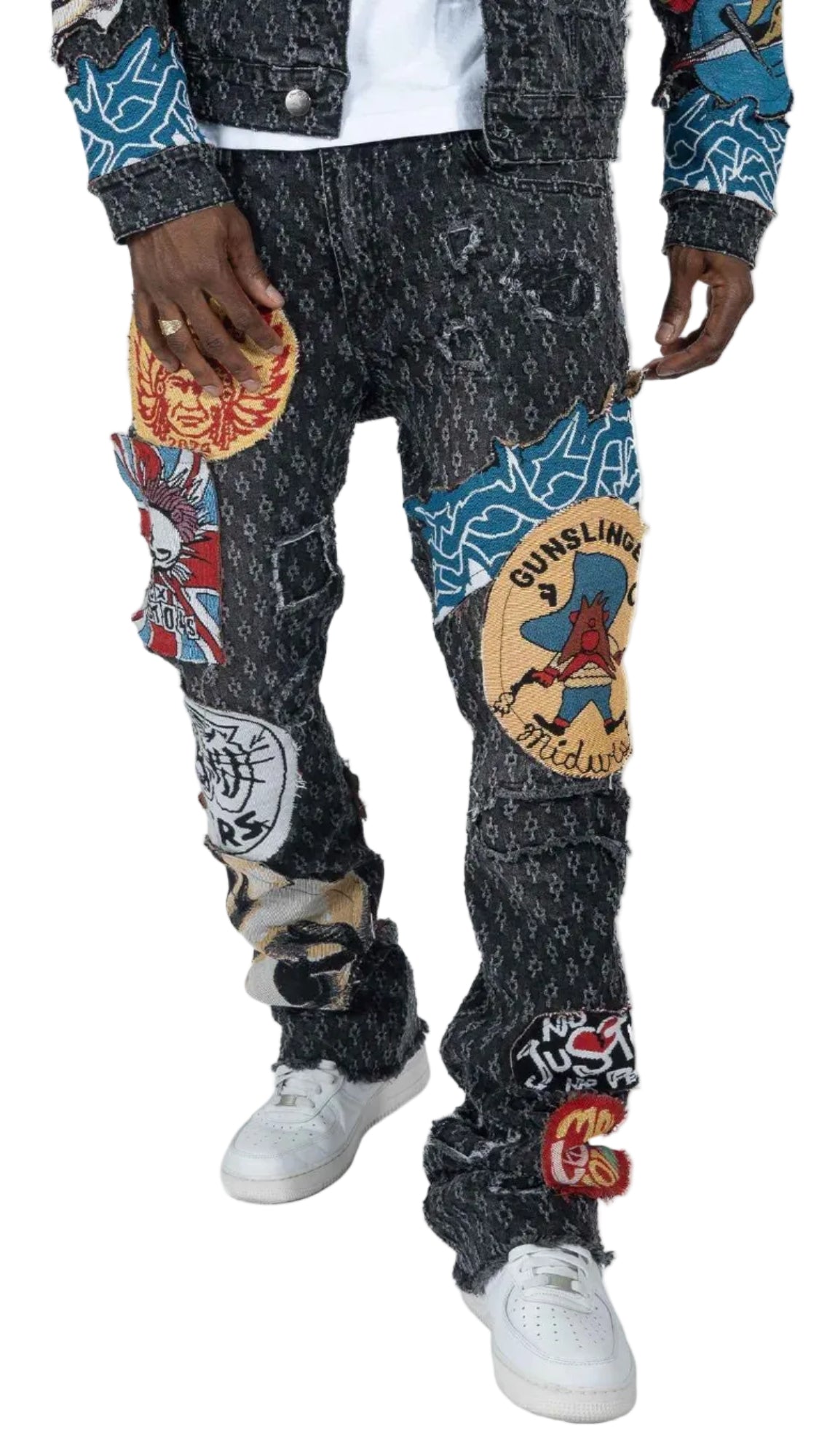 F1945 Brave Heart Stacked Jeans- Black Jeans Makobi Jeans USA