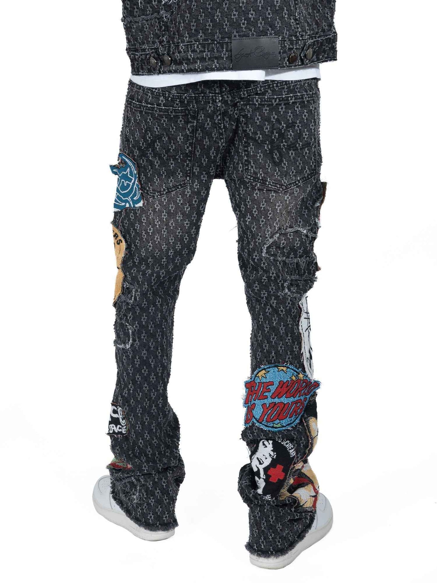 F1945 Brave Heart Stacked Jeans- Black Jeans Makobi Jeans USA