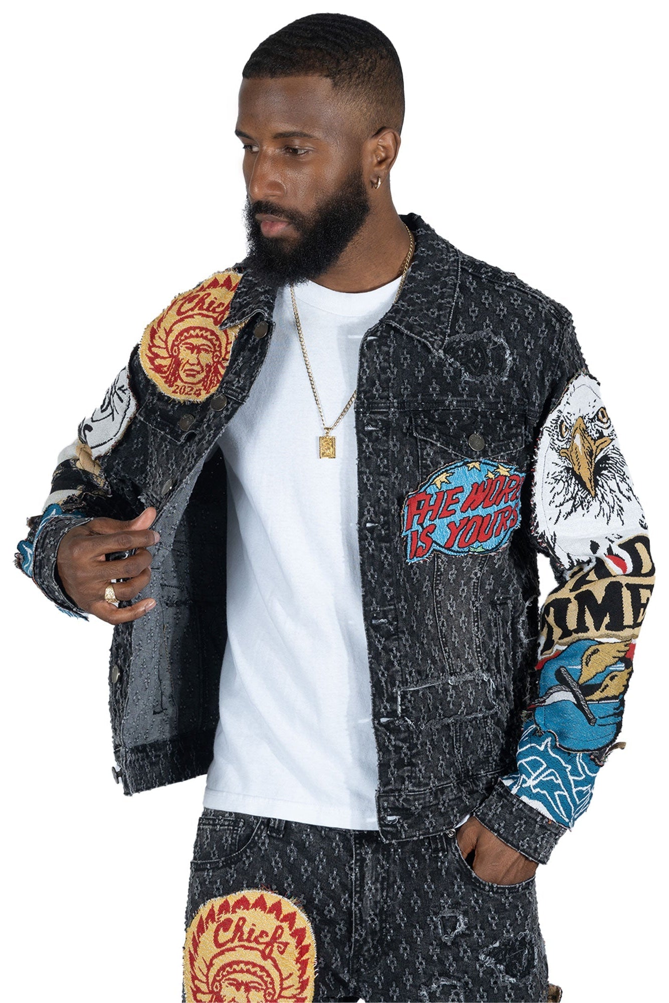 TEEK - F1055 Brave Heart Denim Jacket - Black JACKET TEEK MJ