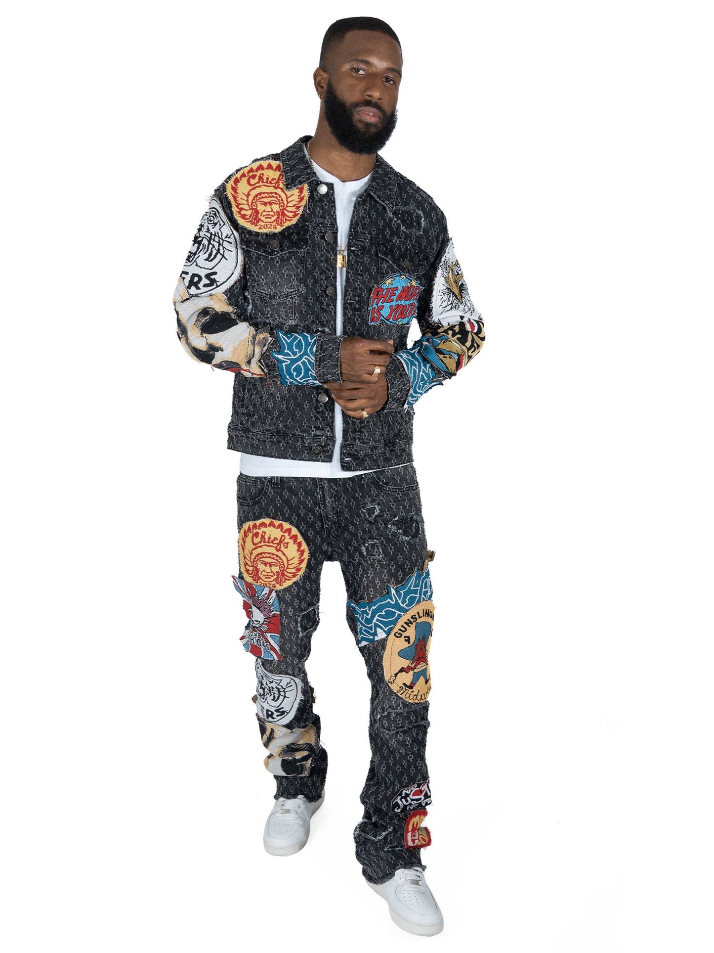 TEEK - F1055 Brave Heart Denim Jacket - Black JACKET TEEK MJ