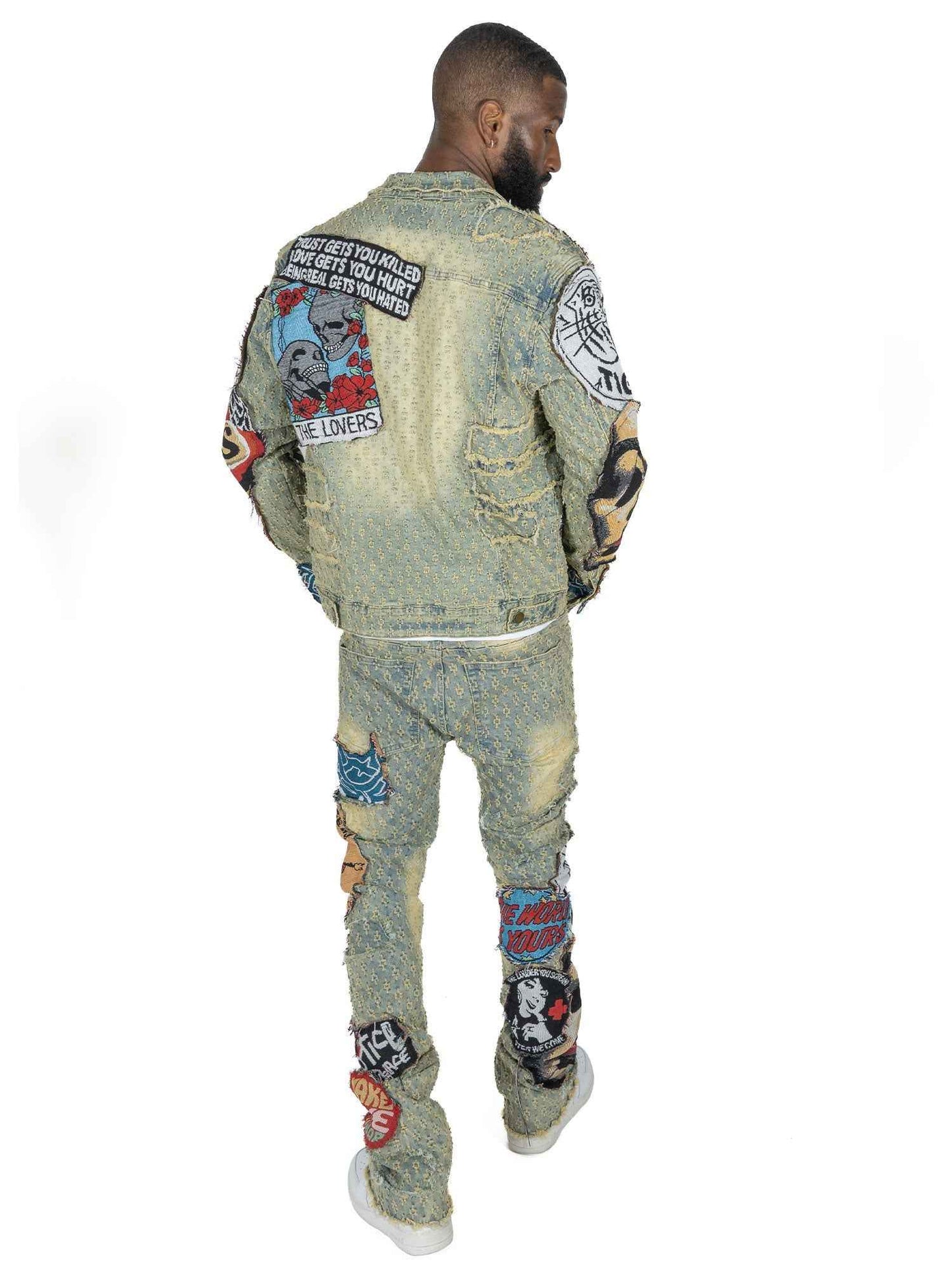 Denim Jacket F1055 Brave Heart - Dirt Sets Makobi Jeans USA