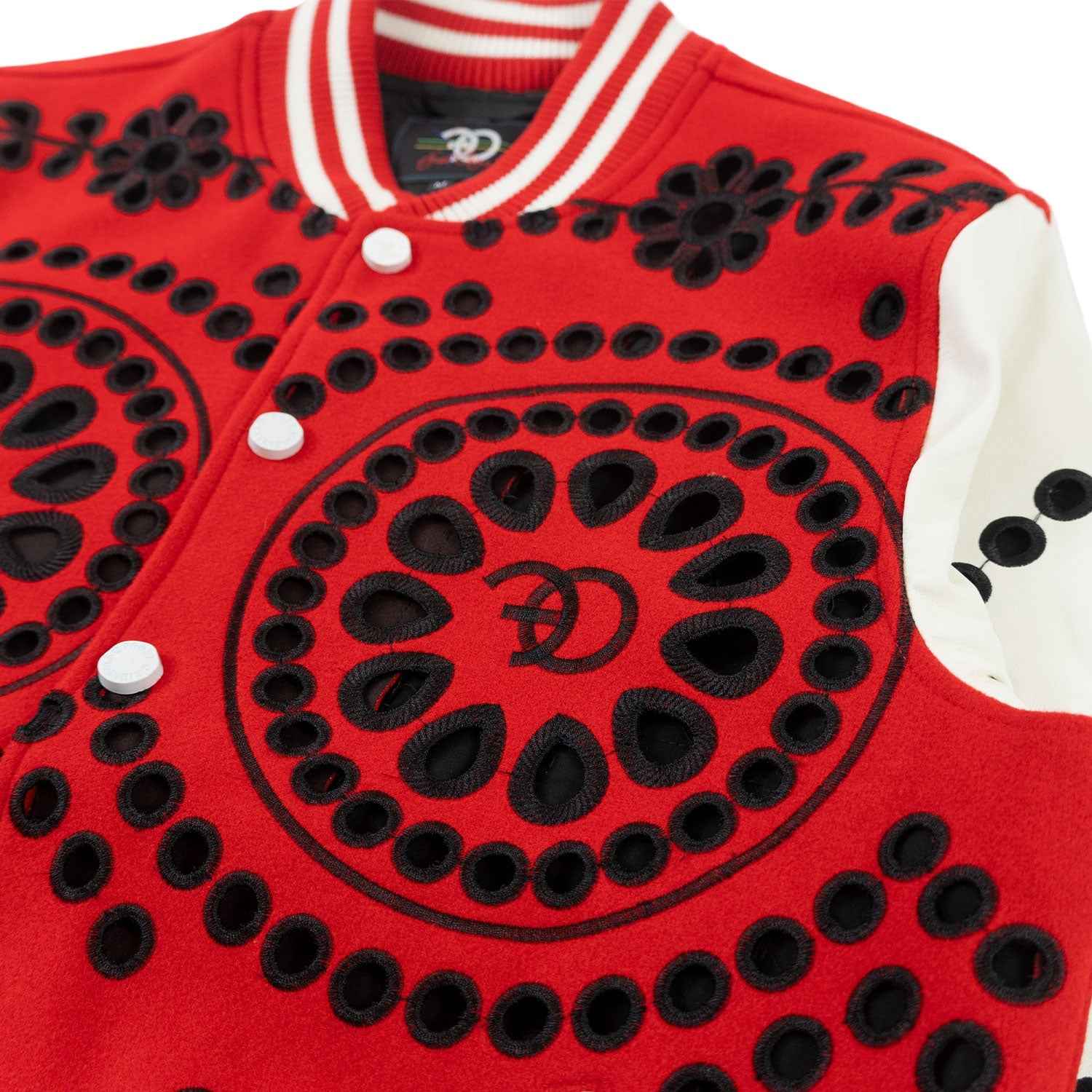 F1060 Cashay Wool Varsity Jacket - Red Outerwear Makobi Jeans USA