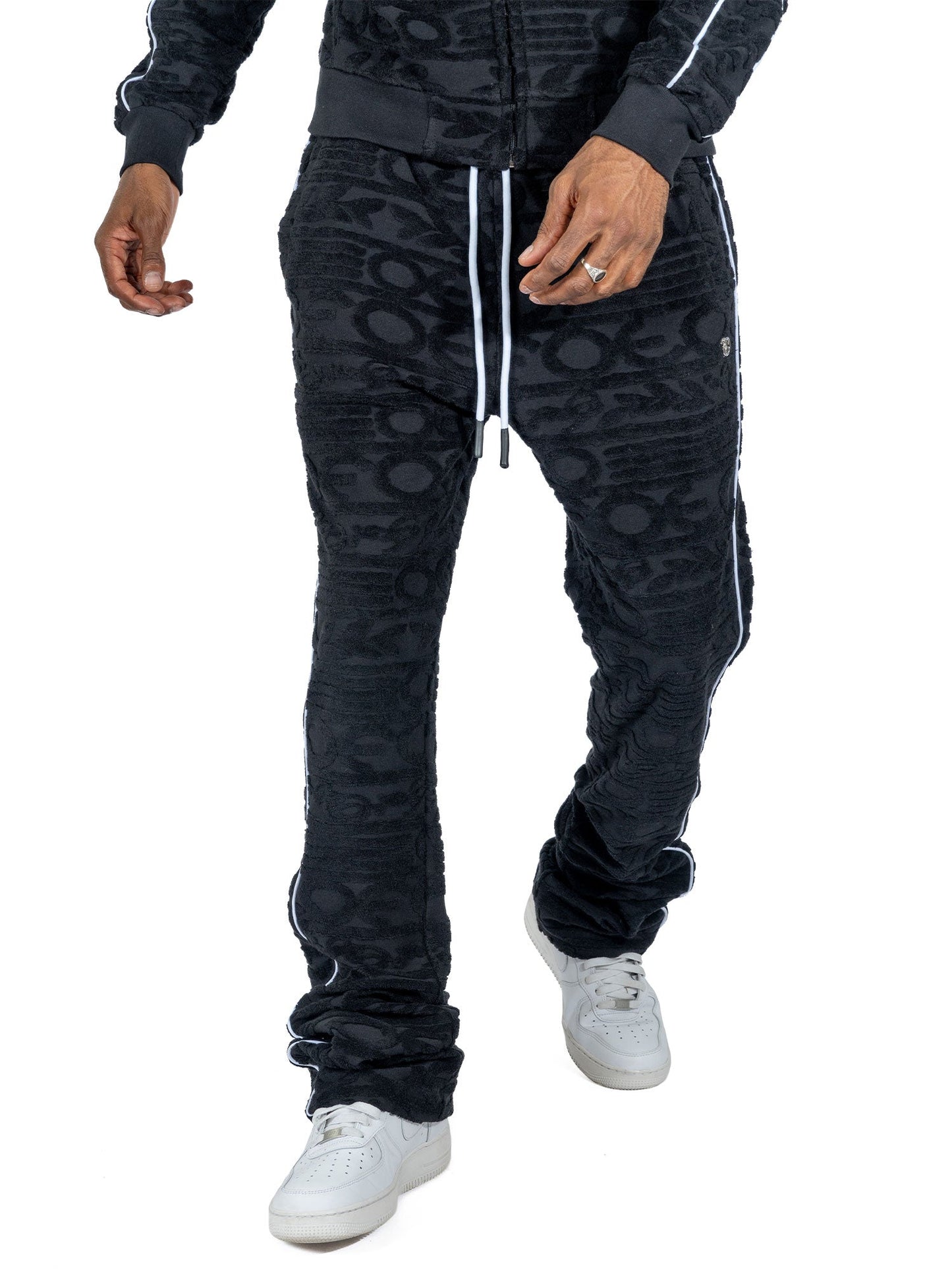 TEEK - F4378 Baroque Burn Out Terry Set - Black SET TEEK MJ