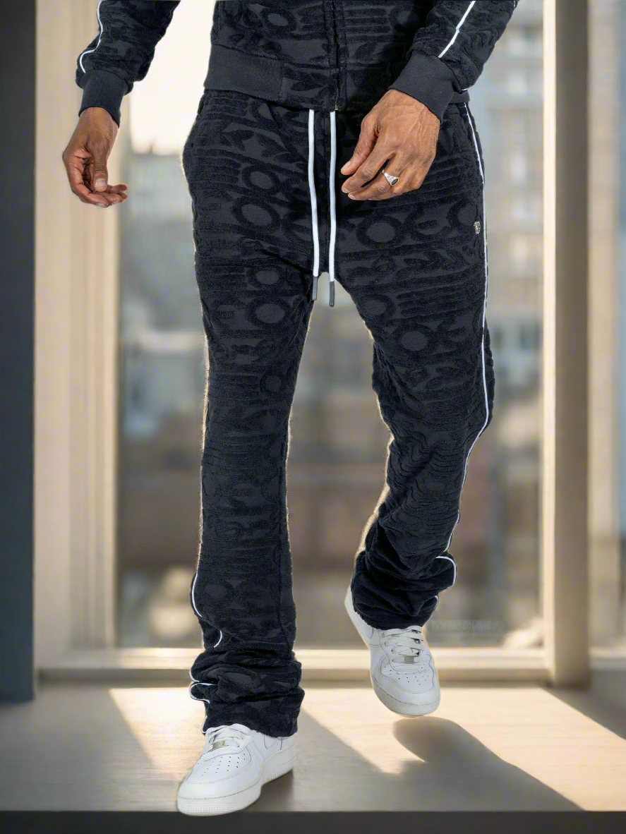 TEEK - F4378 Baroque Burn Out Terry Set - Black SET TEEK MJ