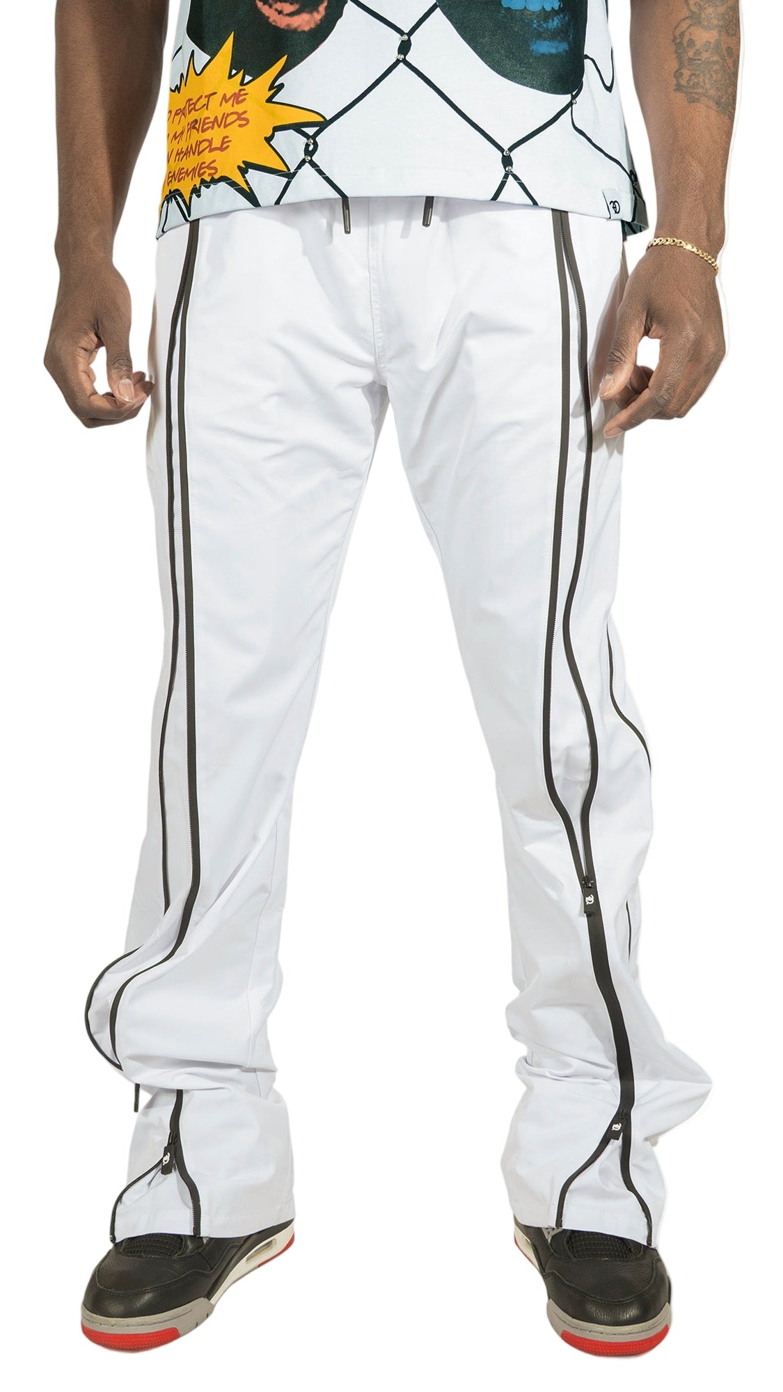 TEEK - Pants | F1736 Zerelly Nylon Stacked Pants - White PANTS TEEK MJ WHITE S