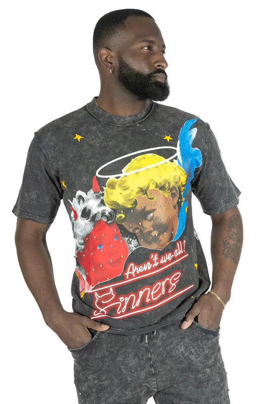 F173 Sinners Boxed Tee - Black T-shirt Makobi Jeans USA