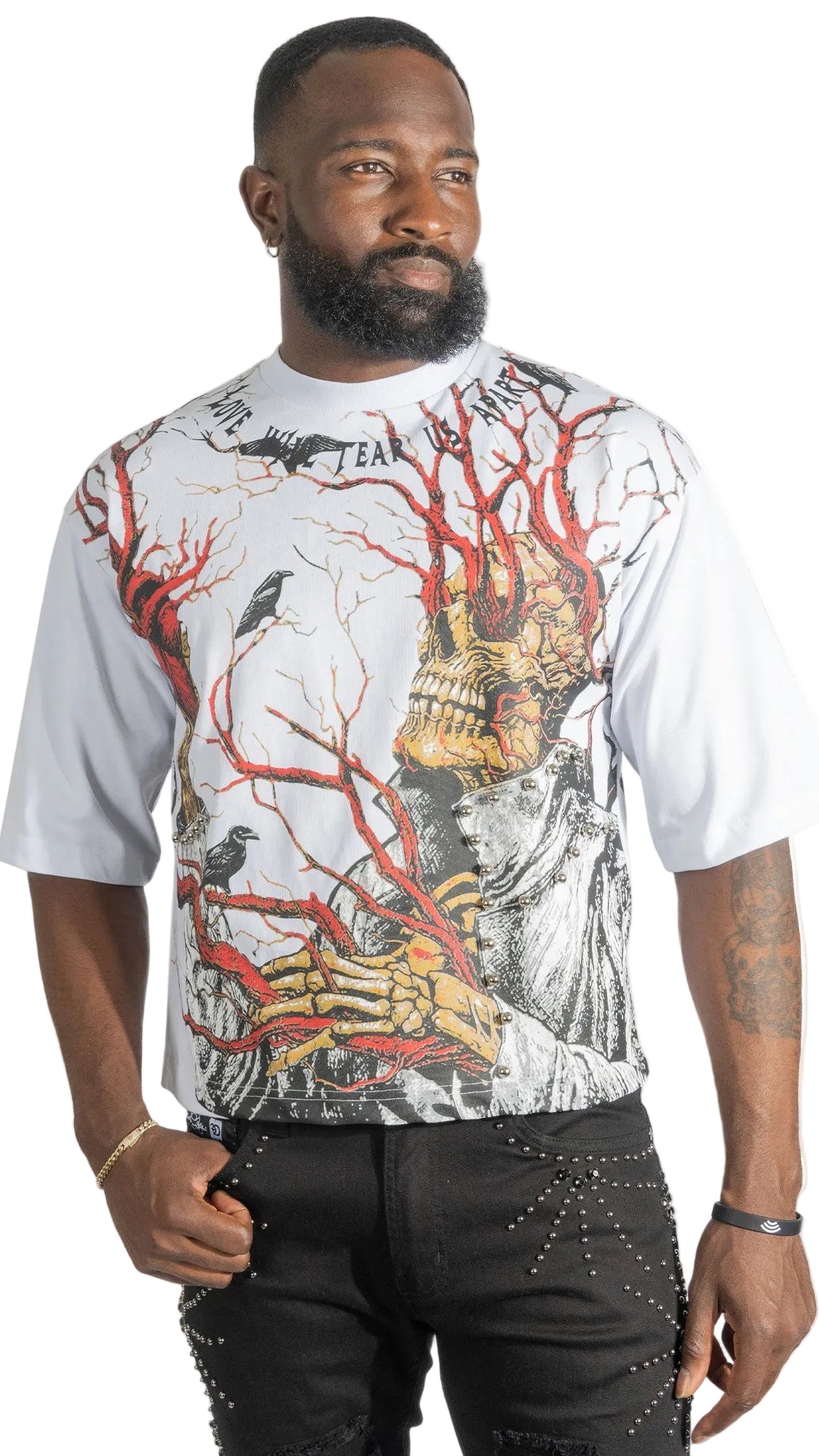 Tee | F179 Heartless Cropped - White T-shirt Makobi Jeans USA