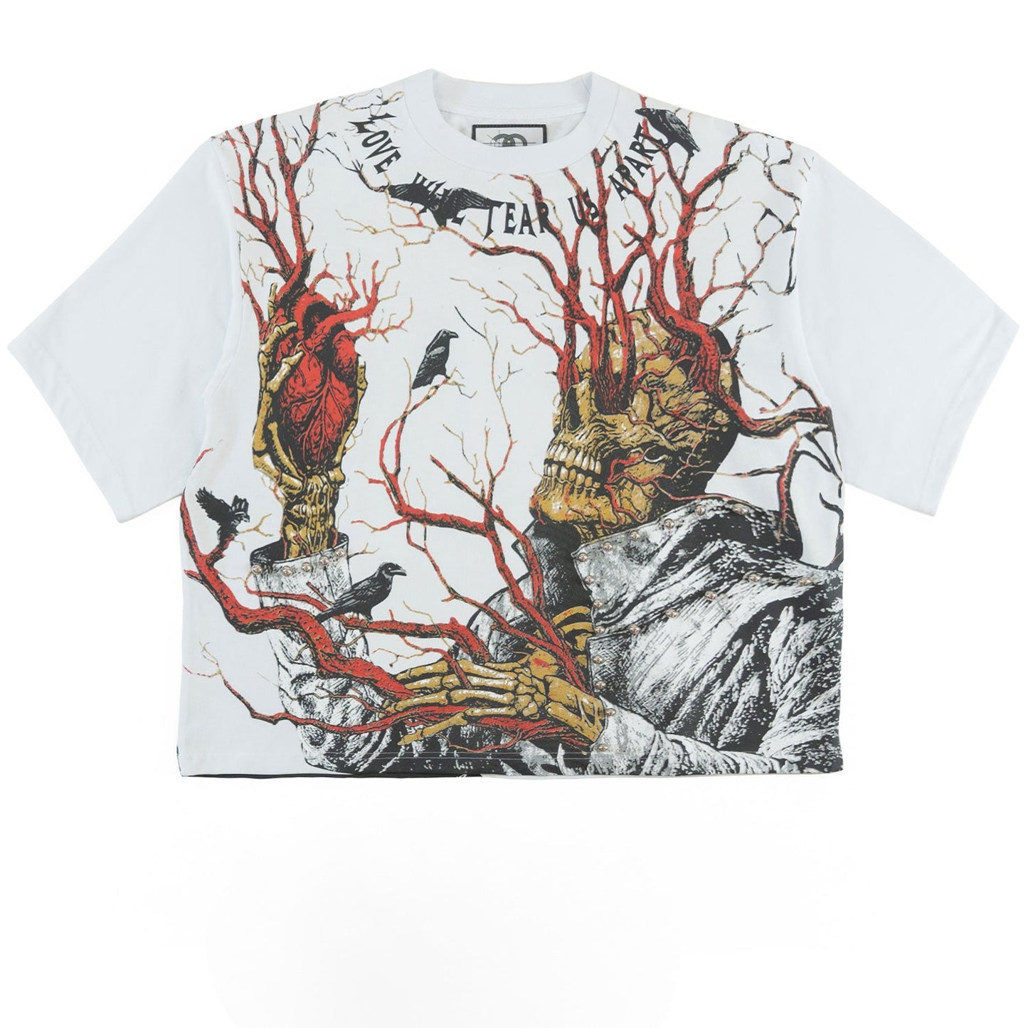 Tee | F179 Heartless Cropped - White T-shirt Makobi Jeans USA