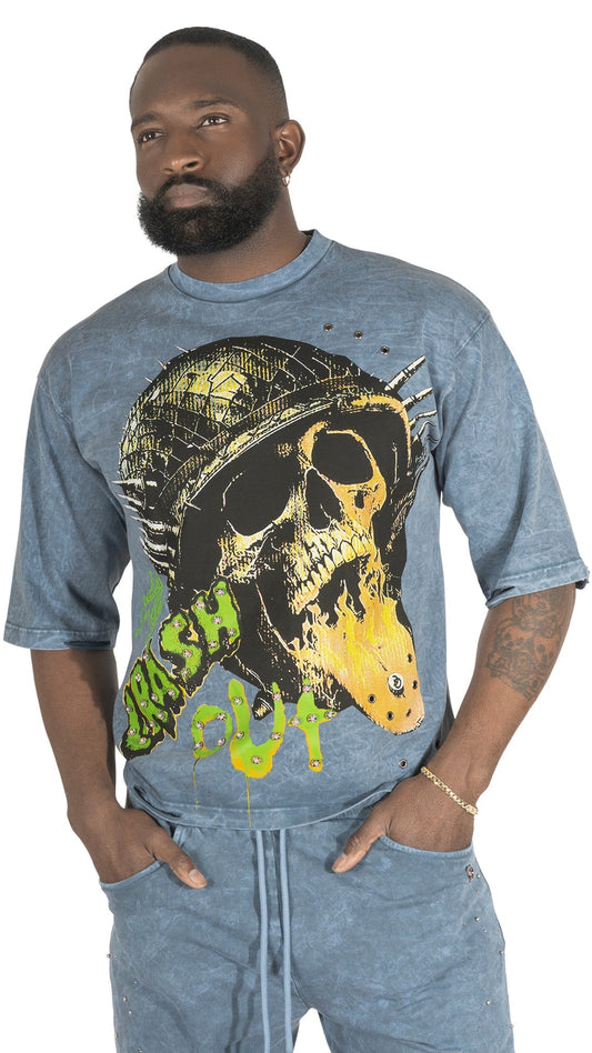 TEEK - F180 Crash Out Tee - Blue TOPS TEEK MJ