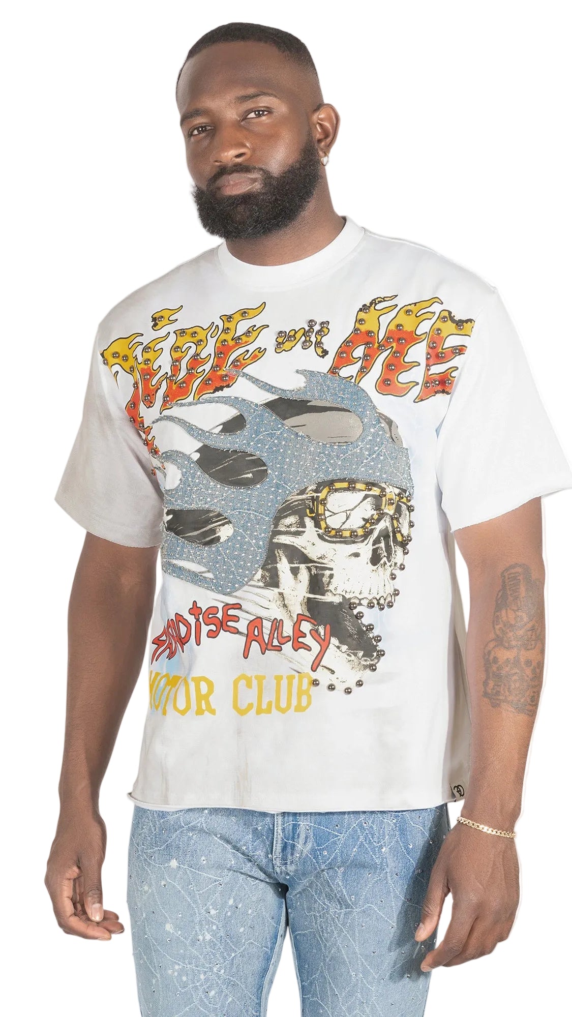 Tee | F188 Ride With Me - White Makobi Jeans USA