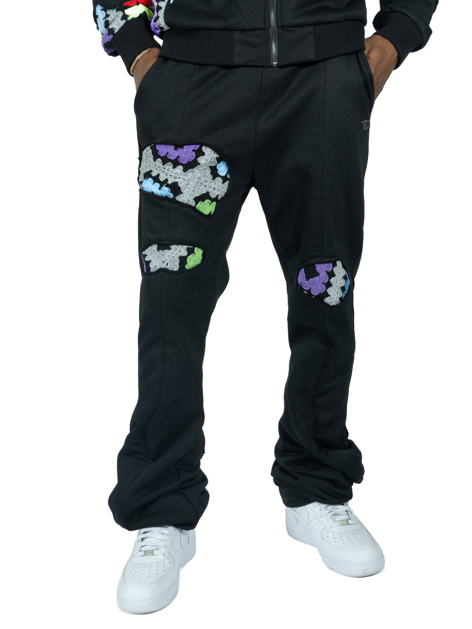 TEEK - F5709 Castello Crochet Stacked Jogger Set - Black SET TEEK MJ