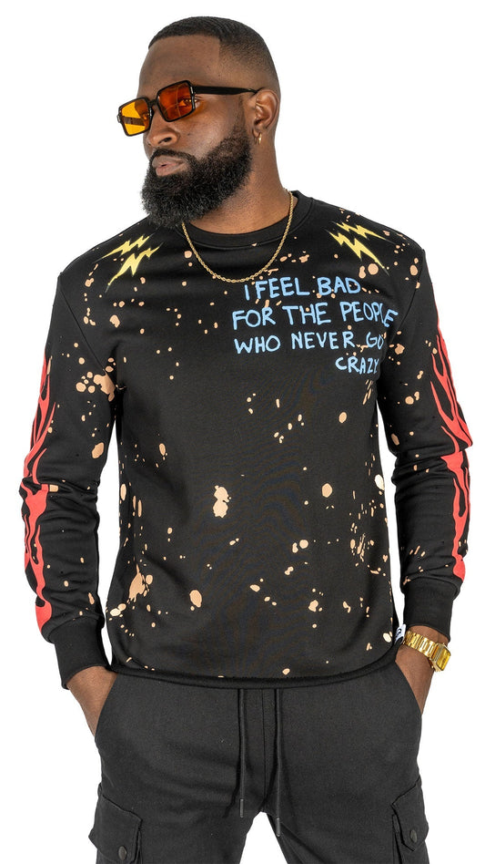 TEEK - F4120 Toxic World Crewneck Sweatshirt - Black TOPS TEEK MJ