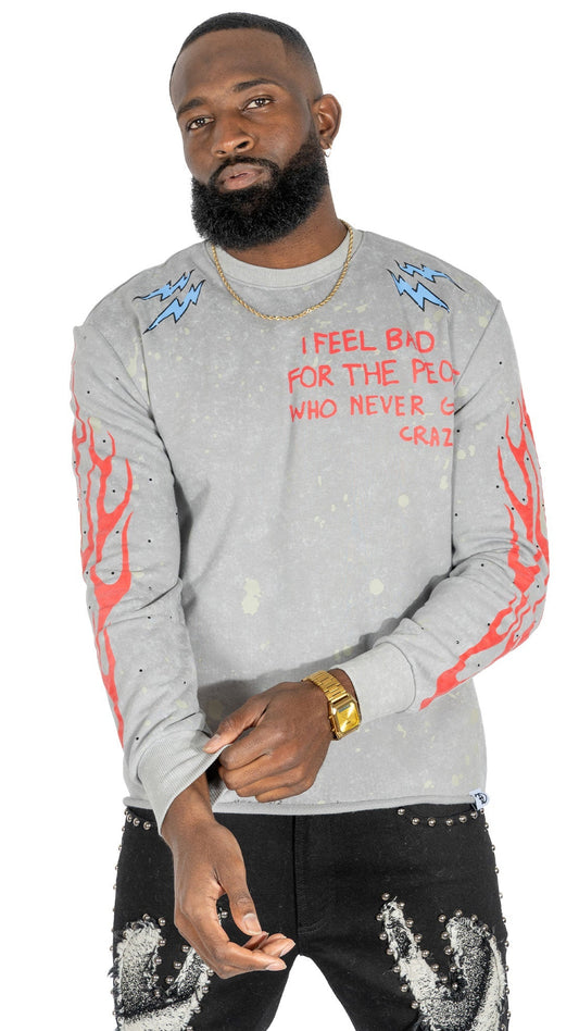 TEEK - F4120 Toxic World Crewneck Sweatshirt - Gray TOPS TEEK MJ