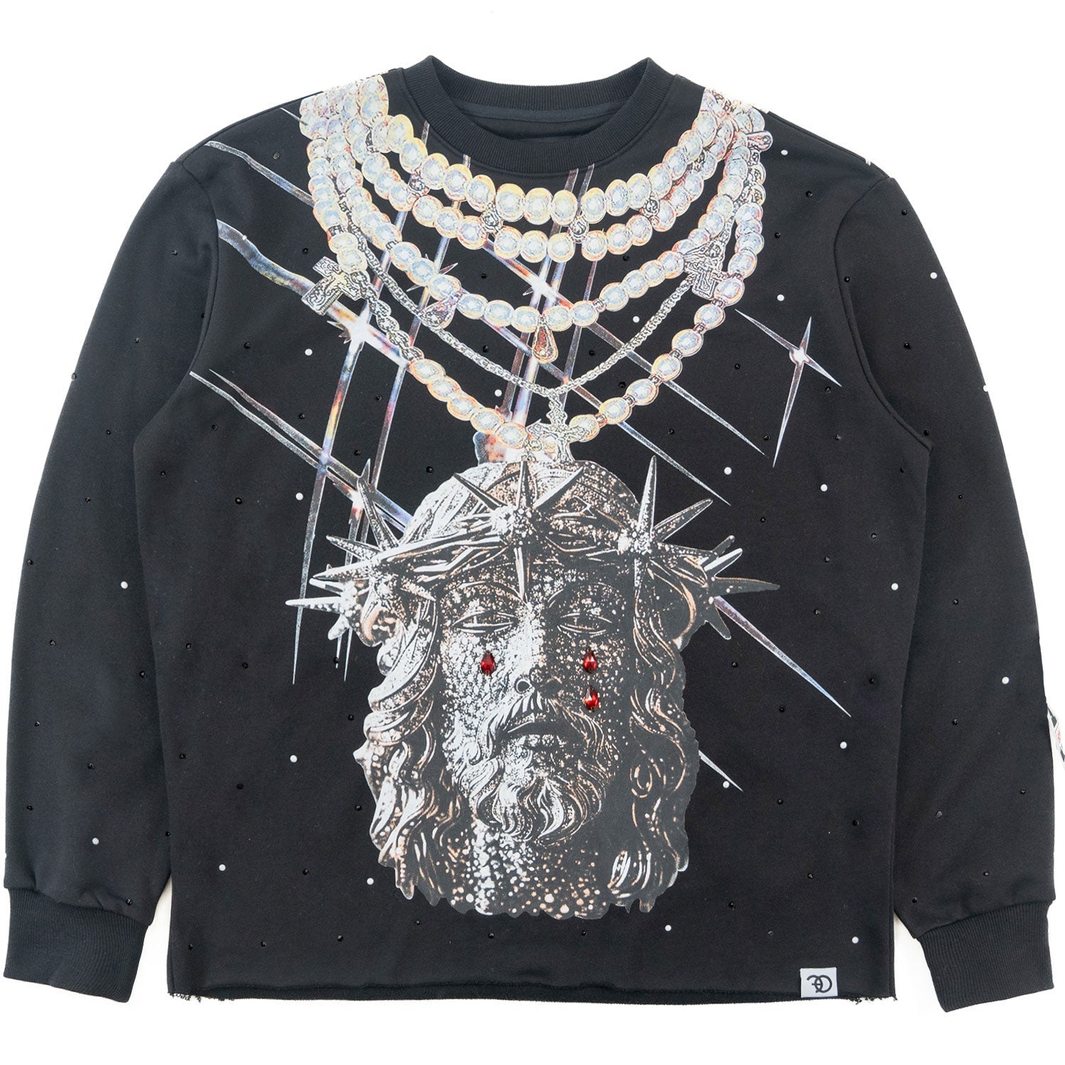 TEEK - F4121 Sinners Welcome Crewneck Sweatshirt - Black TOPS TEEK MJ S BLACK