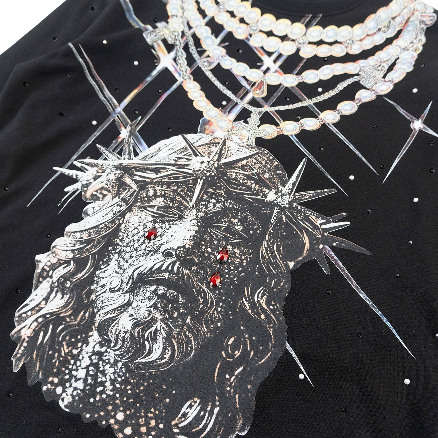 TEEK - F4121 Sinners Welcome Crewneck Sweatshirt - Black TOPS TEEK MJ