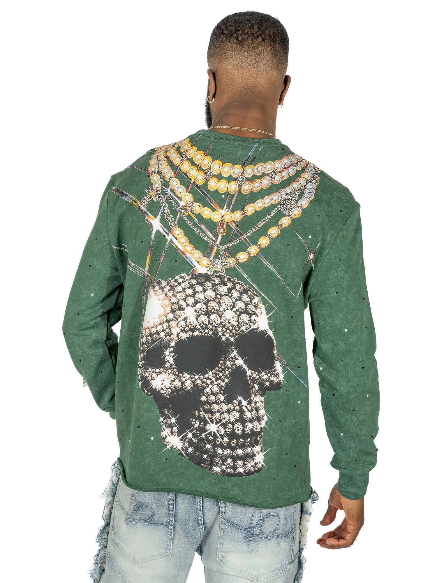 TEEK - F4121 Sinners Welcome Crewneck Sweatshirt - Green TOPS TEEK MJ